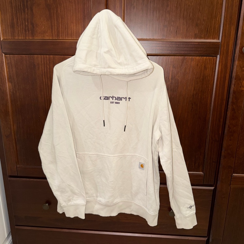 Carhartt Hoodie Soft Cotton Sweatshirt womens pullover off white beige